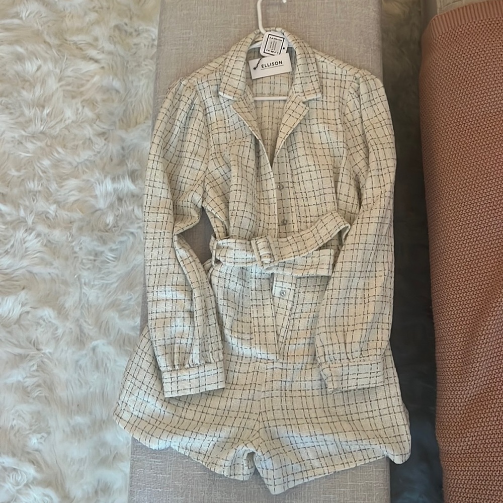 Checkered Tweed Romper - Ellison